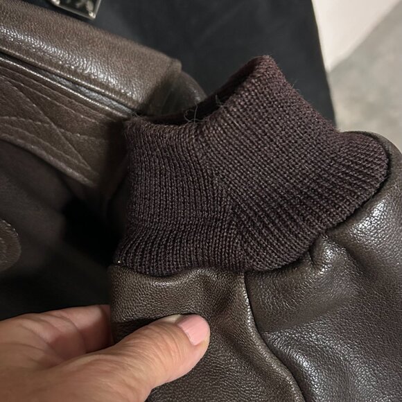 L.L. Bean Men’s Rich Chocolate Brown Leather Bomber Jacket Size L - Picture 7 of 10